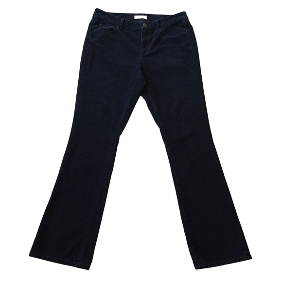 LOFT Curvy Boot Black Corduroy Mid Rise Bootcut Jeans Casual Classic - Picture 1 of 11
